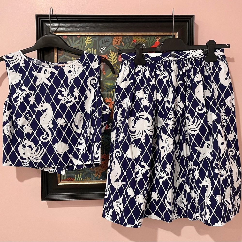⚓️ New Brooks Brothers Red Fleece navy white nautical convertible dress skirt 0